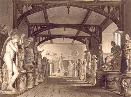 The Statue Gallery, illustration from the 'History of Oxford', engraved by Frederick Christian Lewis von William Westall