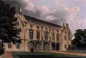 Exterior of Magdalen College Library, Cambridge, from 'The History of Cambridge', engraved by Joseph 1815 our