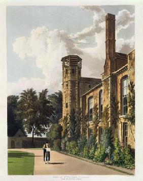Part of St. Peter's College (Peterhouse) from the Private Garden, Cambridge, from 'The History of Ca 1815 our