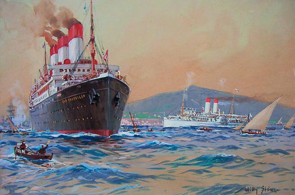 Der Dampfer "Cap Trafalgar" der Hamburg-Südamerikanisch. Gesellschaft von Willy Stöwer