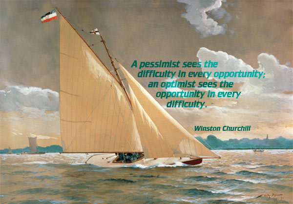 Die Segelyacht Henny III. des Malers mit Worten von Winston Churchill von Willy Stöwer