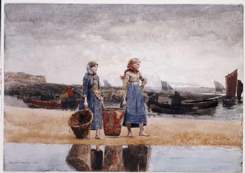 Fischersfrauen am Strand von Tynemouth von Winslow Homer
