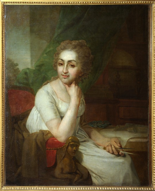 Bildnis einer unbekannten Dame mit dem Zirkel in der Hand (Praskowia Golizyna?) von Wladimir Lukitsch Borowikowski