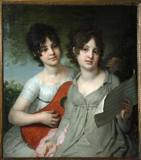 Porträt von Fürstinnen Anna Gagarina und Warwara Gagarina 1802