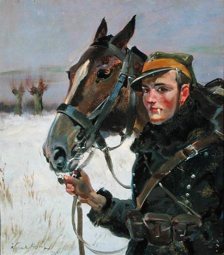 Soldier with a Horse von Wojciech Kossak