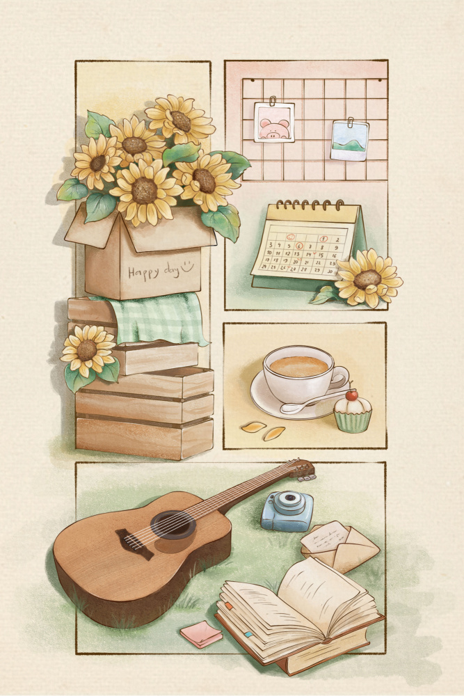 Sonnenblumen-Illustrationszeit von Xuan Thai