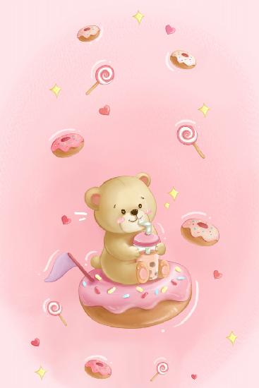 Teddybär- und Donut-Kuchen