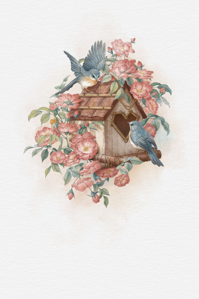 Vogelhaus und Rose von Xuan Thai