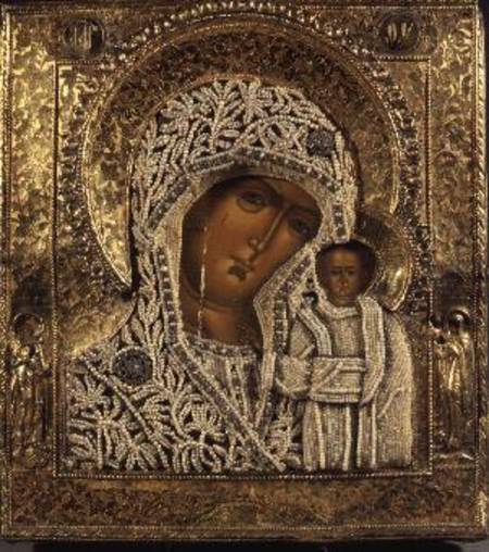 Detail of an icon showing the Virgin of Kazan von Yegor  Petrov
