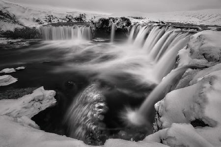 gefrorener Godafoss-Wasserfall