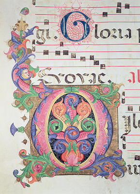 Missal 515 fol.146r Historiated initial 'O' decorated with foliage, detail from a Choir Book execute von Zanobi di Benedetto Strozzi