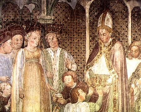 Queen Theodolinda and Pope Gregory the Great (c.540-604) Exchanging Gifts von Zavattari  Family