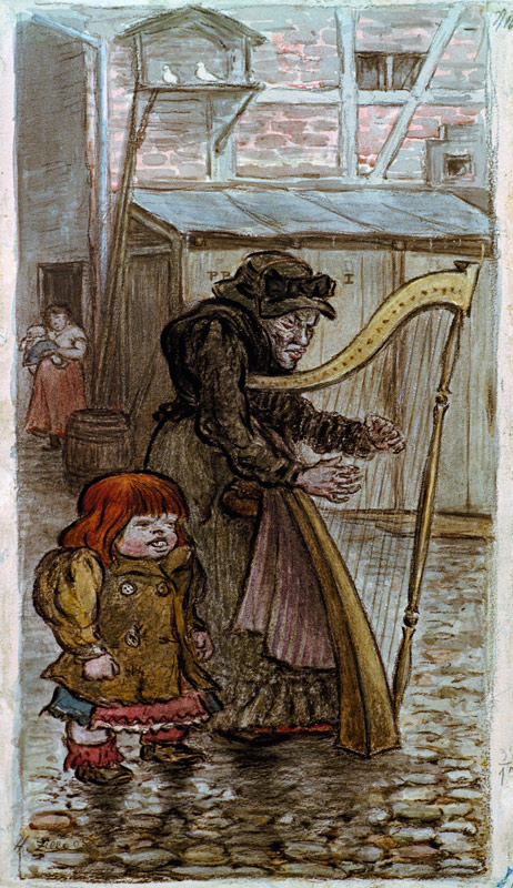 The Harp Lady von Heinrich Zille