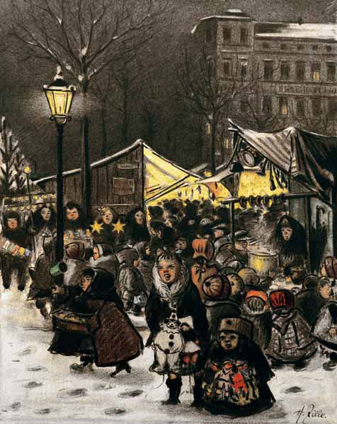 Weihnachtsmarkt am Arkonaplatz von Heinrich Zille
