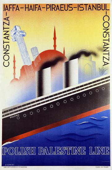 Poster advertising the Polish Palestine Line von Zygmunt Glinicki